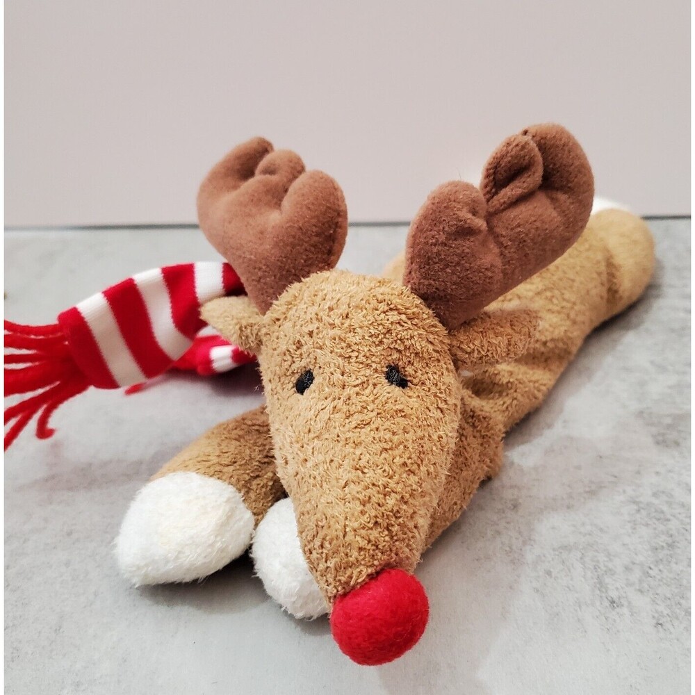 Bath & Body Works Reindeer Plush "Doe Eyes" Brown Red Nose Shelf Sitter Beanie